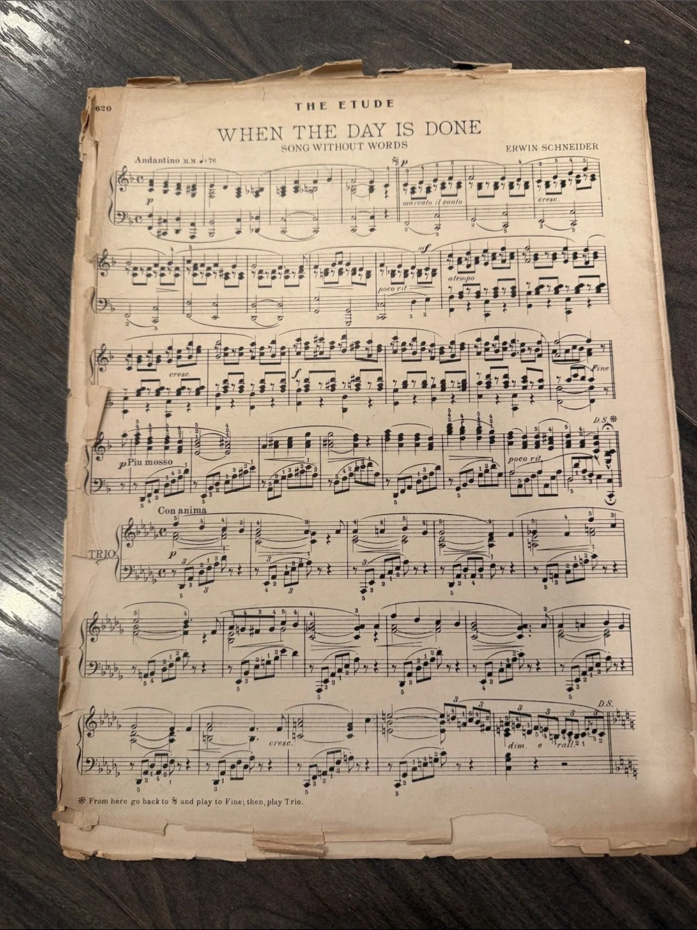 Vintage Sheet Music Wall Art - Cream Music Score